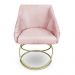 Poltrona Luxo Alana Suede Rosa Bebê Base de Ferro Dourado - Pallazio