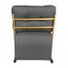 Poltrona Luxo Aurora Linho Grafite Base de Ferro Dourado - Pallazio