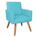 Poltrona Nina Suede Azul Turquesa Pés Palito Castanho - Pallazio