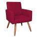 Poltrona Nina Suede Vermelho Pés Palito Castanho - Pallazio
