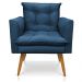 Poltrona Olivia Suede Azul Marinho Pés Palito Castanho - Pallazio