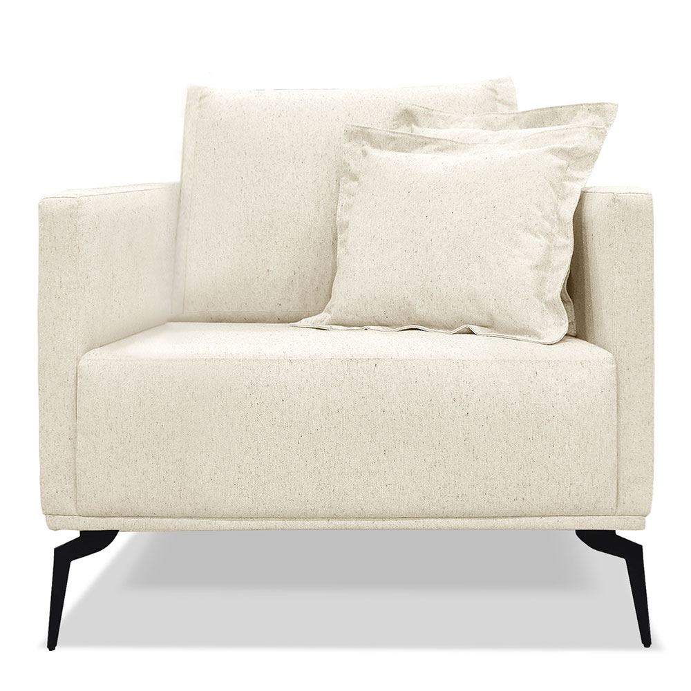 Poltrona Para Sala de Estar Sirius Linho Natural Pés Metálicos - Pallazio