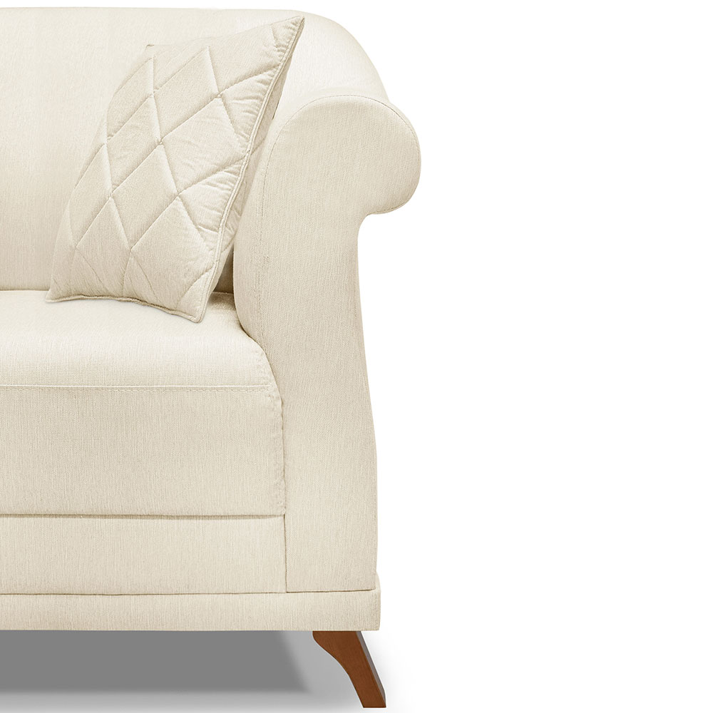 Poltrona Para Sala de Estar Vênus Linho Natural Pés Castanho - Pallazio