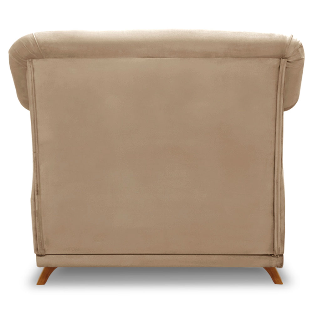 Poltrona Para Sala de Estar Vênus Suede Bege Pés Castanho - Pallazio