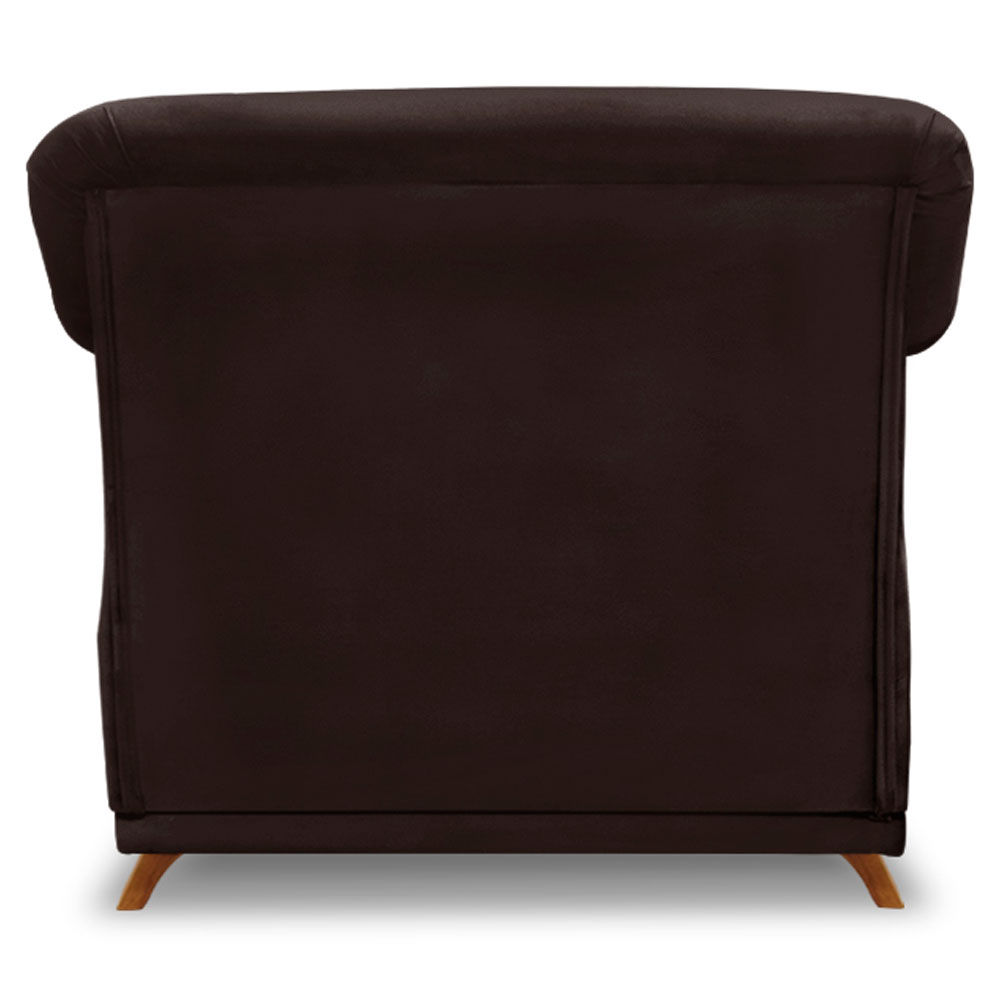 Poltrona Para Sala de Estar Vênus Suede Marrom Café Pés Castanho - Pallazio