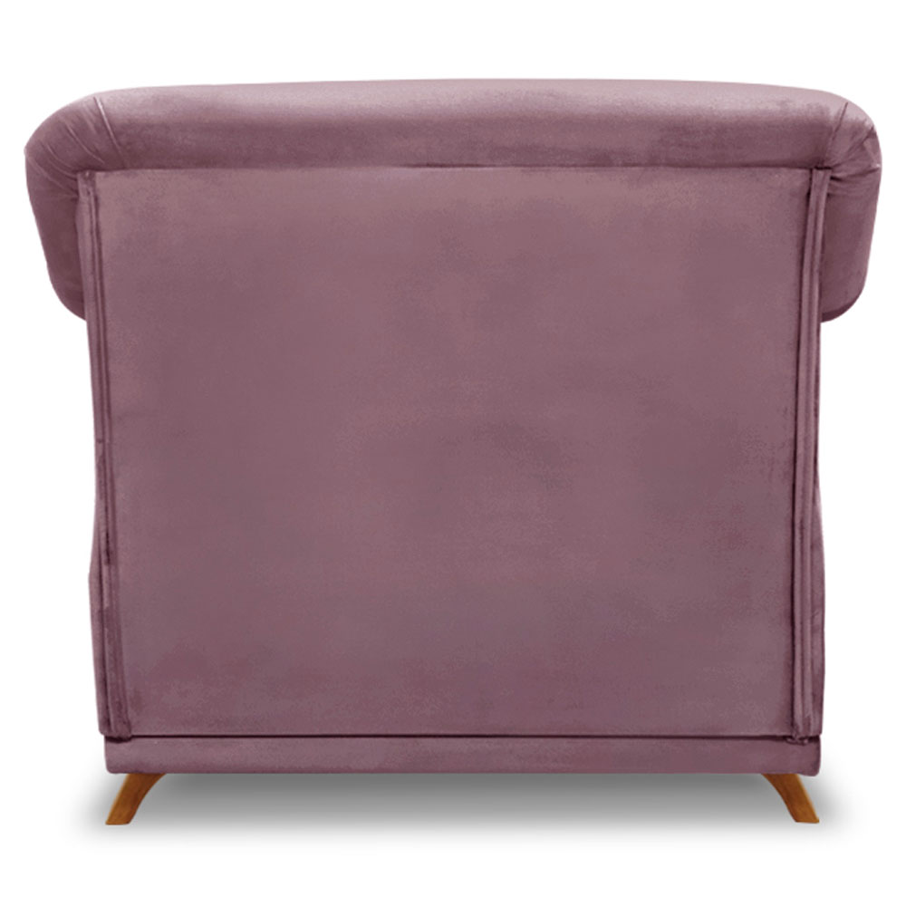 Poltrona Para Sala de Estar Vênus Veludo Uva Pés Castanho - Pallazio