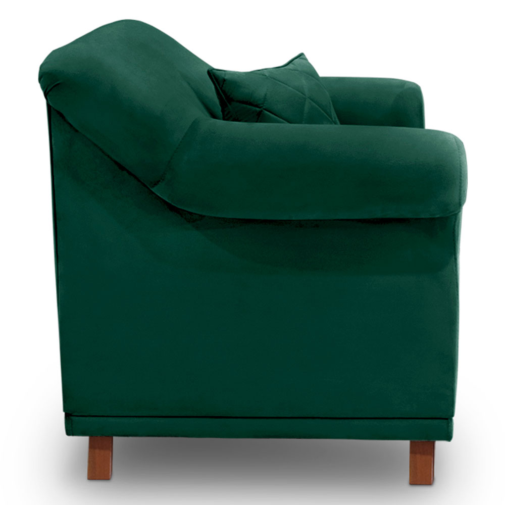 Poltrona Para Sala de Estar Vênus Veludo Verde Floresta Pés Castanho - Pallazio