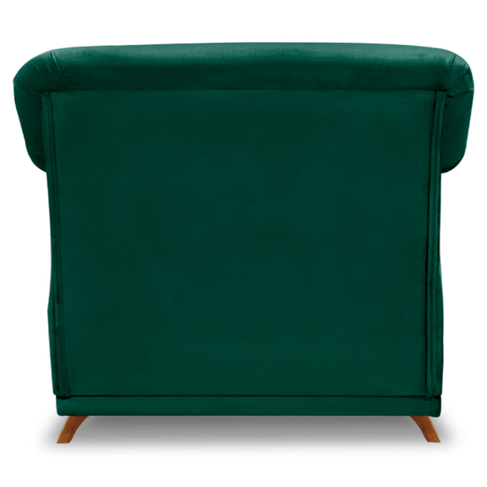 Poltrona Para Sala de Estar Vênus Veludo Verde Floresta Pés Castanho - Pallazio