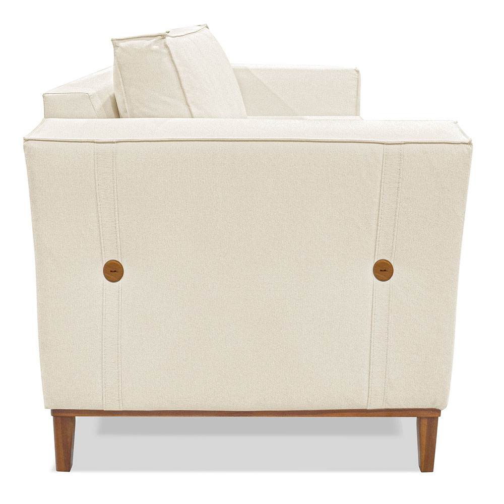 Poltrona Para Sala de Estar Vega Linho Natural Pés Castanho - Pallazio