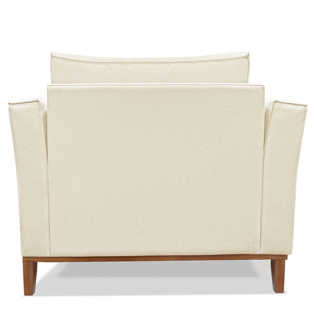 Poltrona Para Sala de Estar Vega Linho Natural Pés Castanho - Pallazio