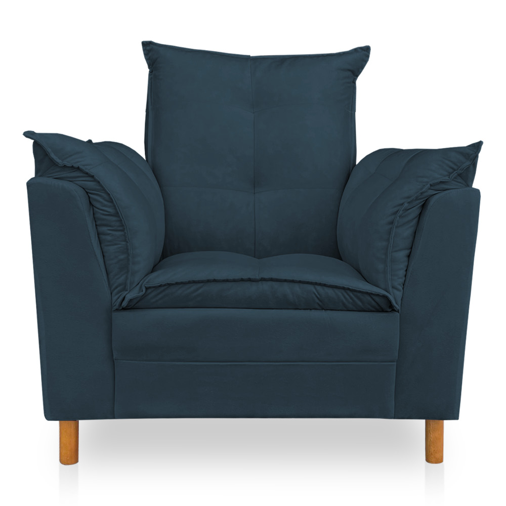 Poltrona de Amamentação com Puff Laura Suede Azul Marinho - Pallazio