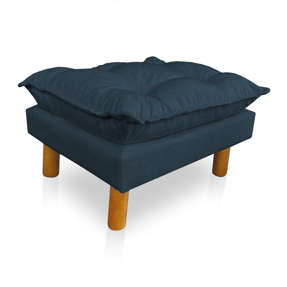 Poltrona de Amamentação com Puff Laura Suede Azul Marinho - Pallazio