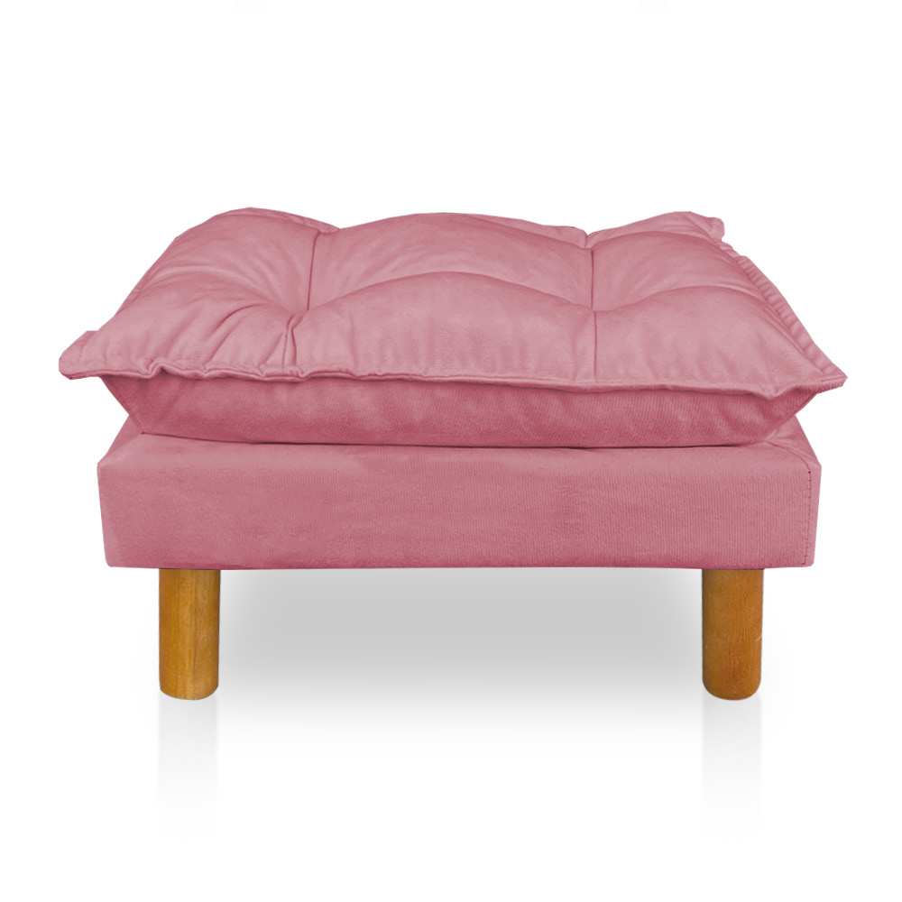 Poltrona de Amamentação com Puff Laura Veludo Rosa - Pallazio