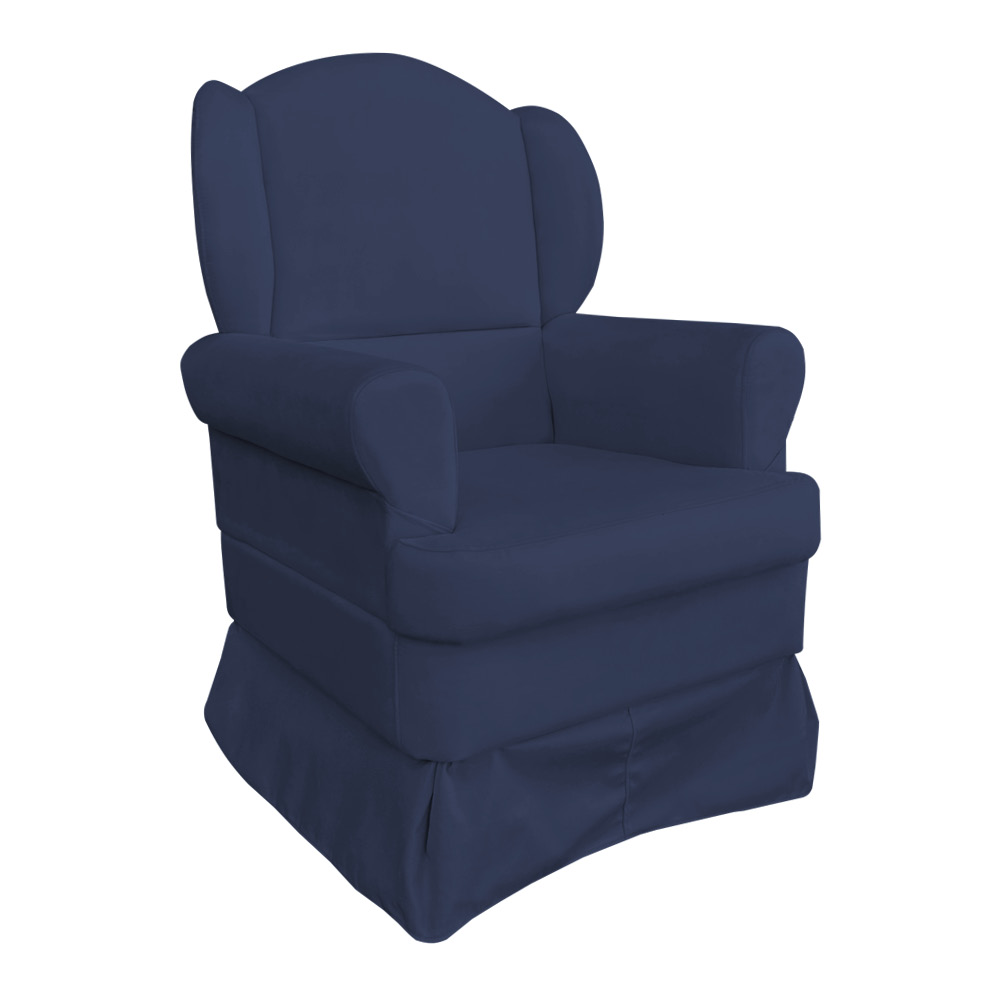 Poltrona de Amamentação com Puff Serena Suede Azul Marinho - Pallazio