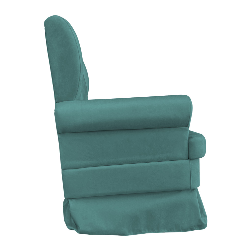 Poltrona de Amamentação com Puff Serena Suede Azul Turquesa - Pallazio