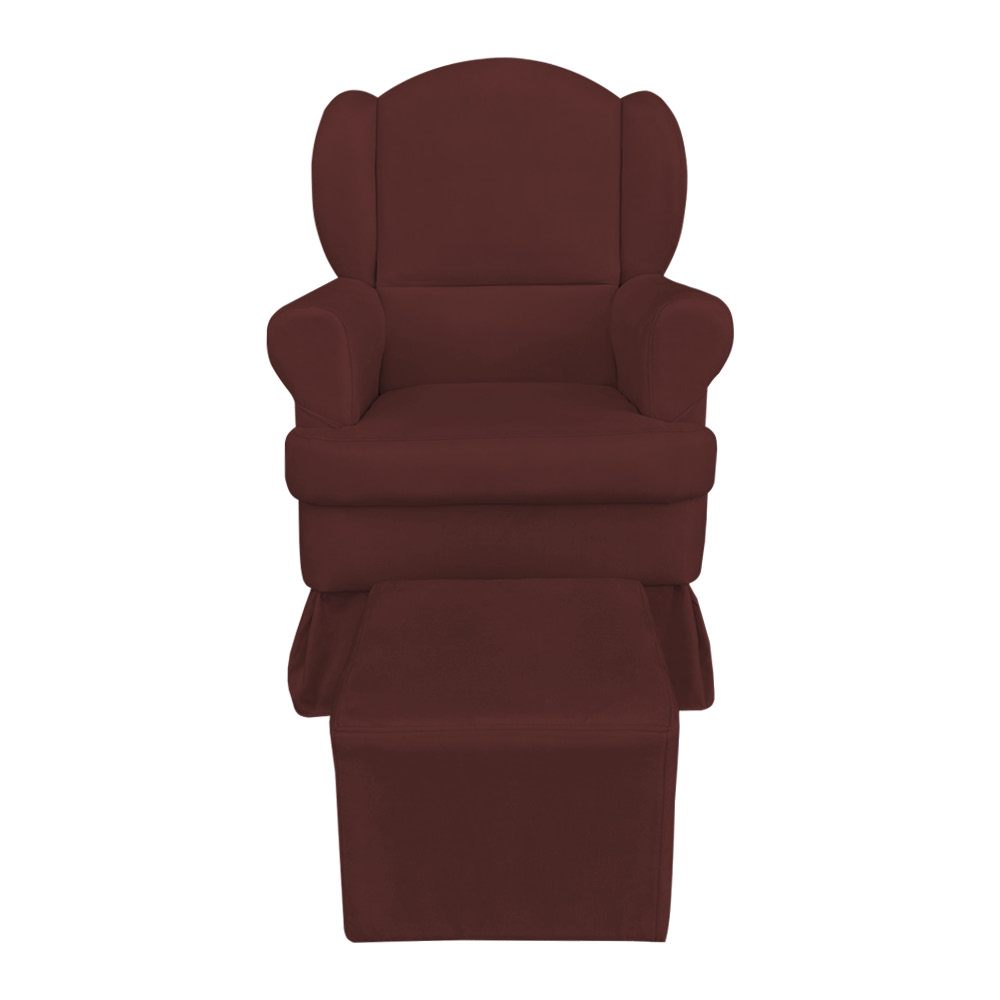 Poltrona de Amamentação com Puff Serena Suede Marsala - Pallazio