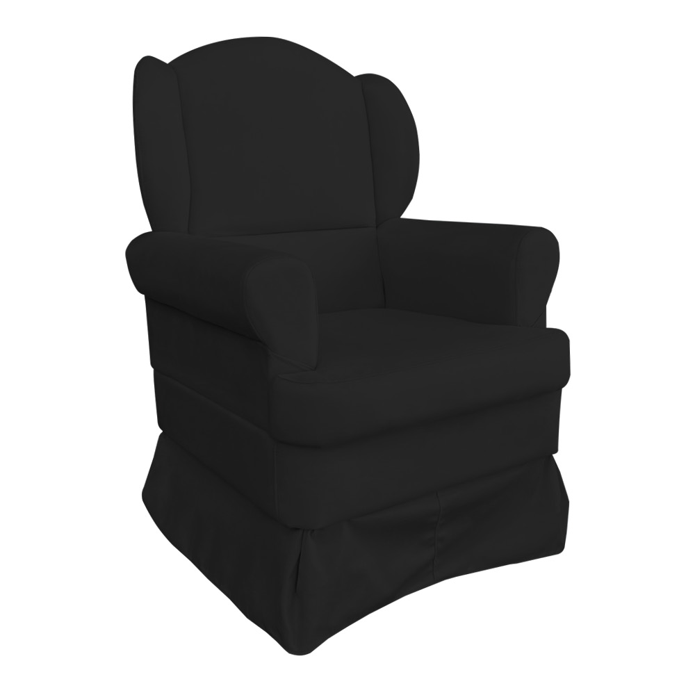 Poltrona de Amamentação com Puff Serena Suede Preto - Pallazio