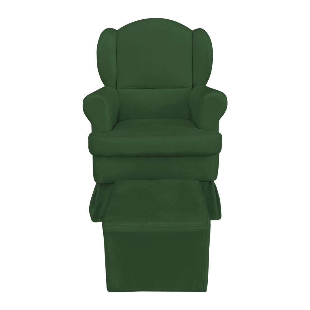 Poltrona de Amamentação com Puff Serena Suede Verde - Pallazio