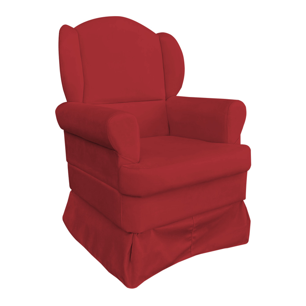 Poltrona de Amamentação com Puff Serena Suede Vermelho - Pallazio