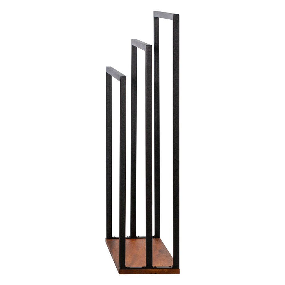 Porta Toalha Para 3 Toalhas Eleganza 50 cm Metal Preto e Madeira - Pallazio