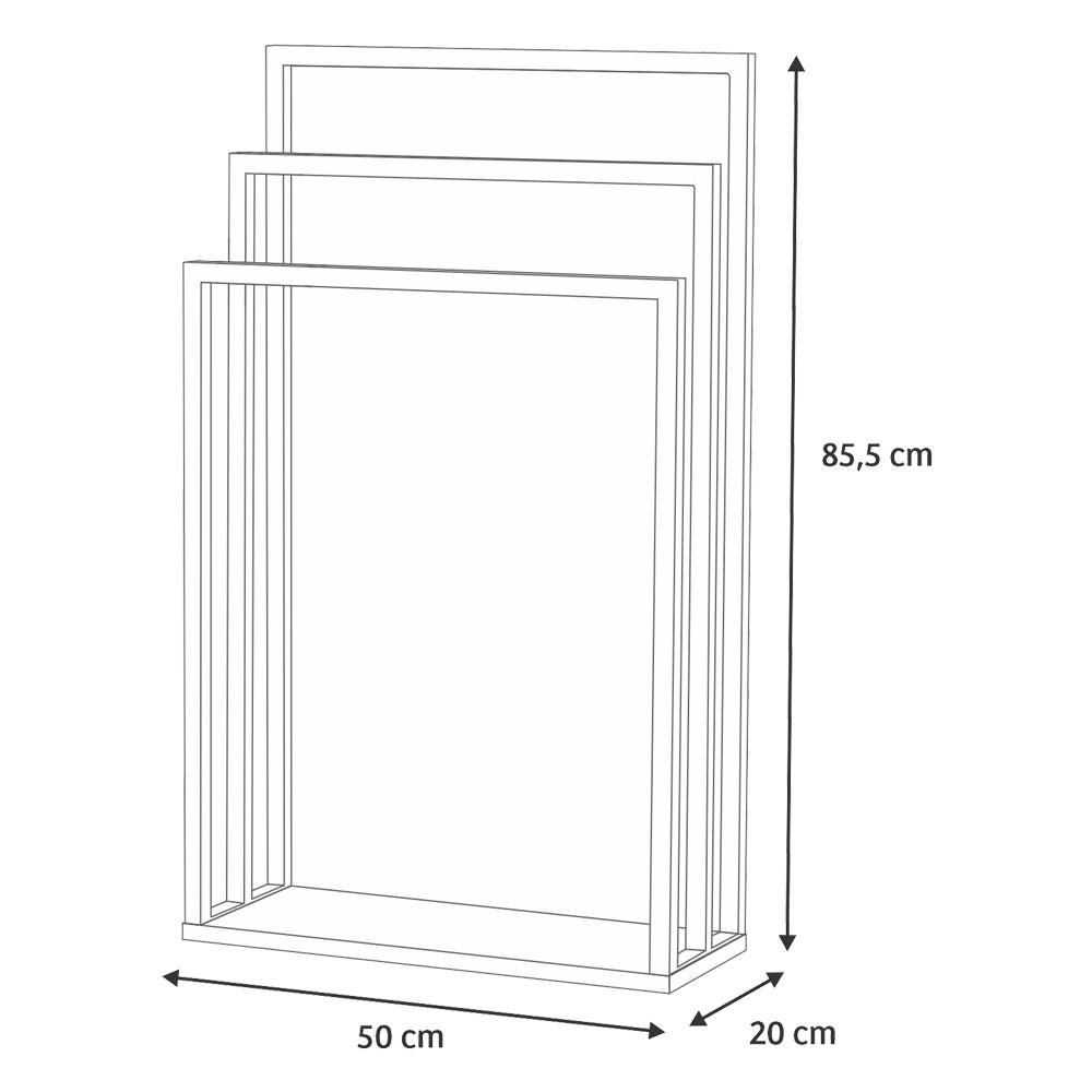 Porta Toalha Para 3 Toalhas Eleganza 50 cm Metal Preto e Madeira - Pallazio