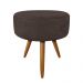 Puff Banqueta Redonda Nina Suede Marrom Pés Palito Castanho - Pallazio