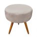 Puff Banqueta Redonda Nina Suede Pés Palito Castanho - Pallazio