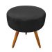 Puff Banqueta Redonda Nina Suede Preto Pés Palito Castanho - Pallazio