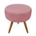 Puff Banqueta Redonda Nina Suede Rosê Pés Palito Castanho - Pallazio