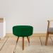 Puff Banqueta Redonda Nina Suede Verde Pés Palito Castanho - Pallazio