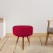 Puff Banqueta Redonda Nina Suede Vermelho Pés Palito Castanho - Pallazio