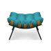 Puff Costela Suede Azul Turquesa Base Metálica - Pallazio
