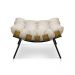 Puff Costela Suede Bege Base Metálica - Pallazio
