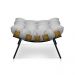 Puff Costela Suede Cinza Base Metálica - Pallazio