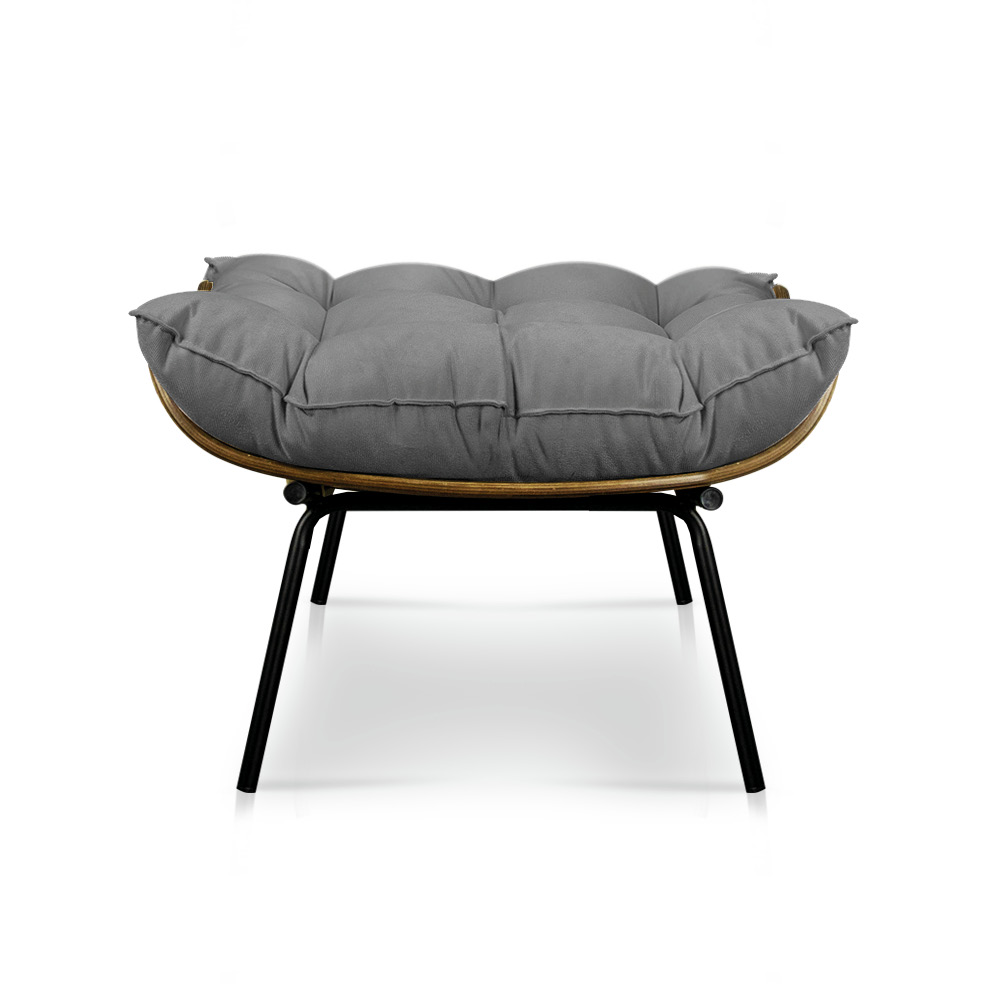 Puff Costela Suede Grafite Base Metálica - Pallazio