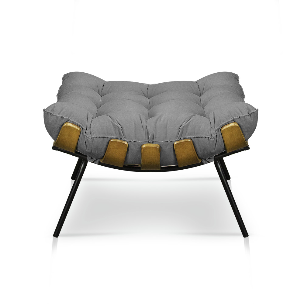 Puff Costela Suede Grafite Base Metálica - Pallazio