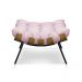 Puff Costela Suede Rosa Bebê Base Metálica - Pallazio