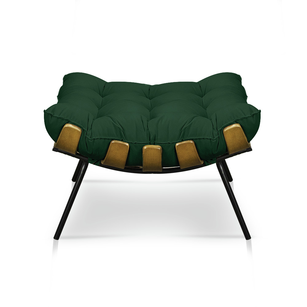 Puff Costela Suede Verde Base Metálica - Pallazio