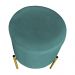 Puff Decorativo Soren Suede Azul Turquesa Pés de Ferro Dourado - Pallazio