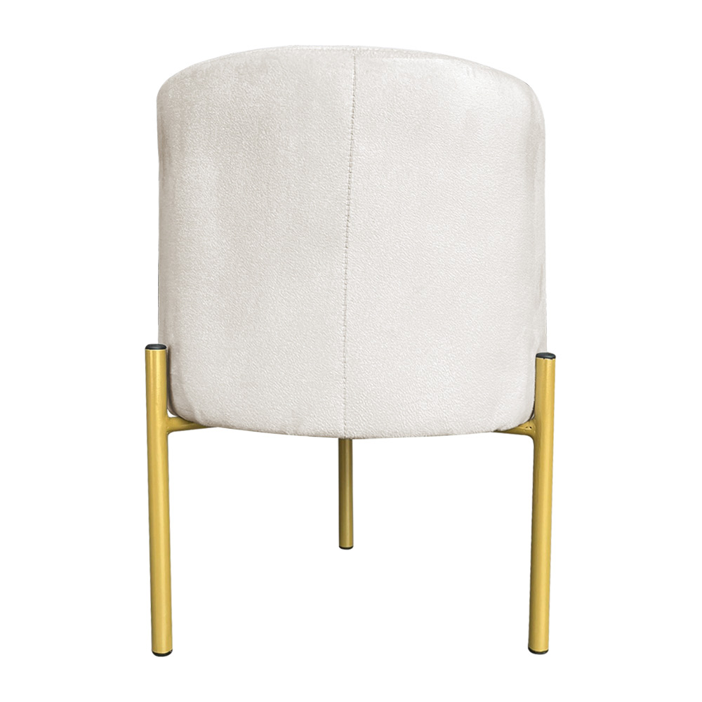Puff Decorativo Soren Suede Bege Pés de Ferro Dourado - Pallazio