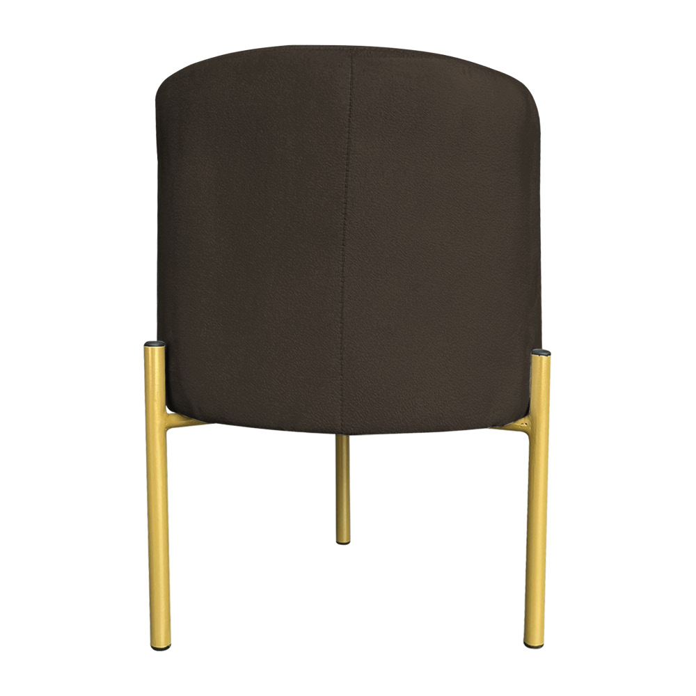 Puff Decorativo Soren Suede Marrom Pés de Ferro Dourado - Pallazio