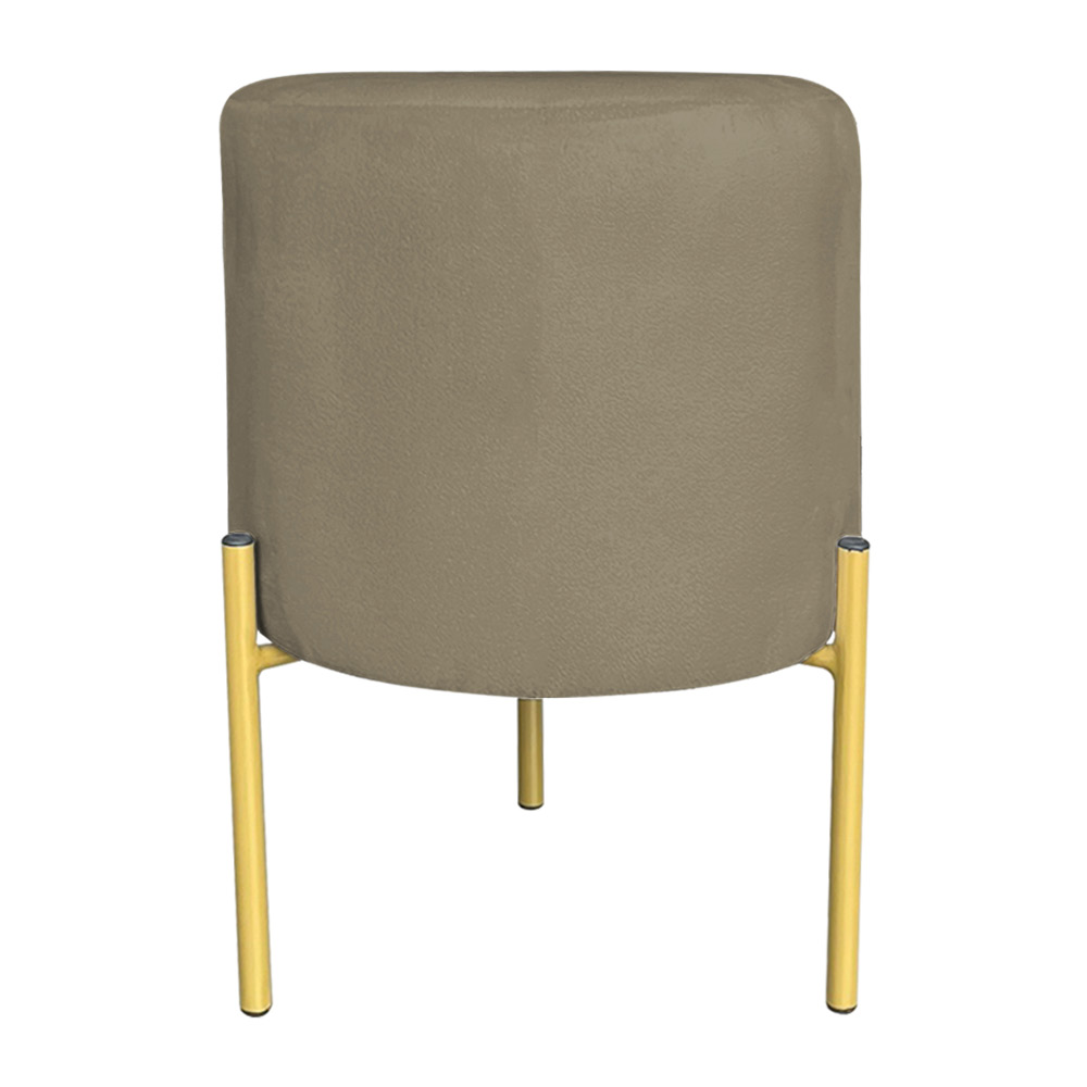 Puff Decorativo Soren Suede Marrom Rato Pés de Ferro Dourado - Pallazio
