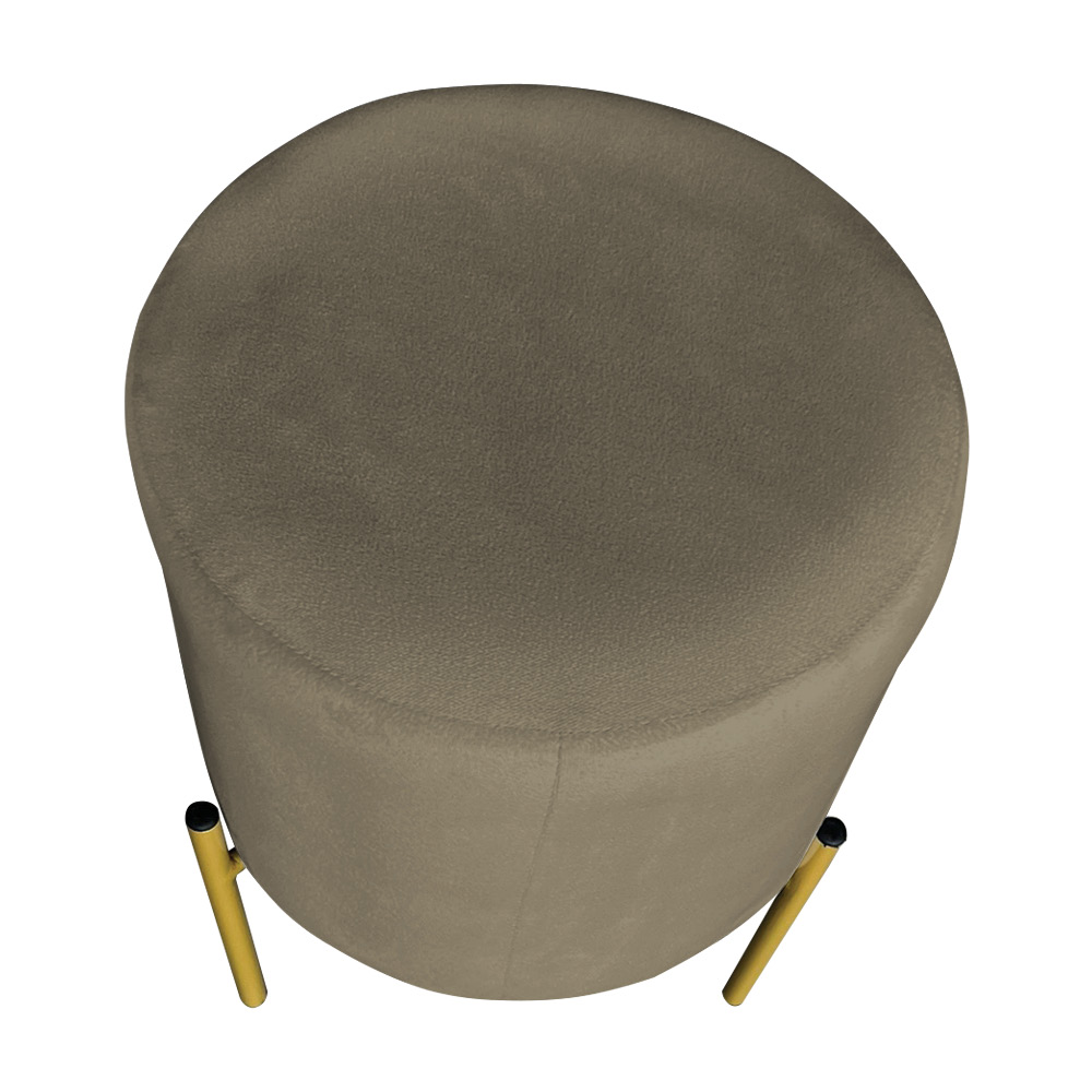 Puff Decorativo Soren Suede Marrom Rato Pés de Ferro Dourado - Pallazio