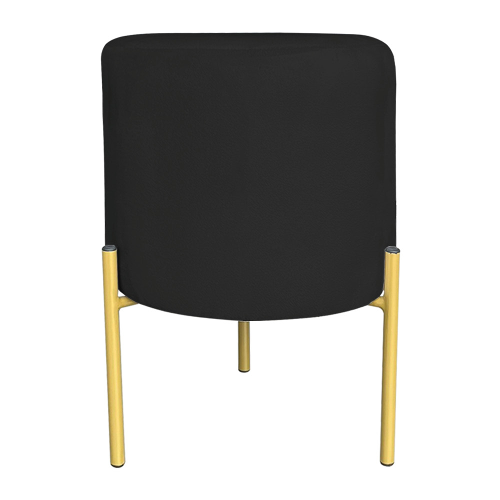 Puff Decorativo Soren Suede Preto Pés de Ferro Dourado - Pallazio
