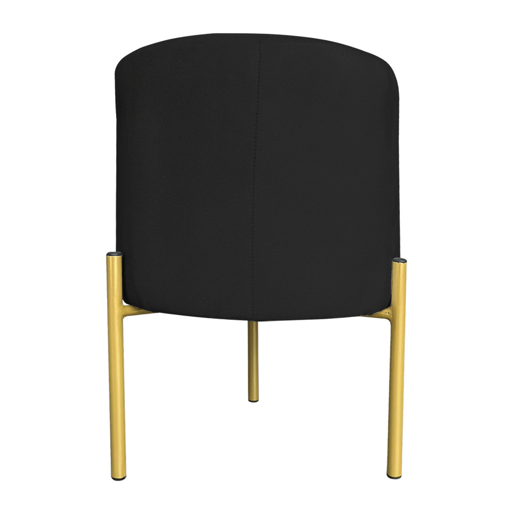 Puff Decorativo Soren Suede Preto Pés de Ferro Dourado - Pallazio