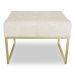 Puff Lisa Linho Base Metálica Industrial Dourado - Pallazio