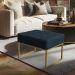 Puff Lisa Suede Azul Marinho Base Metálica Industrial Dourado - Pallazio
