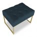 Puff Lisa Suede Azul Marinho Base Metálica Industrial Dourado - Pallazio