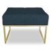 Puff Lisa Suede Azul Marinho Base Metálica Industrial Dourado - Pallazio