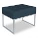Puff Lisa Suede Azul Marinho Base Metálica Industrial Prata - Pallazio